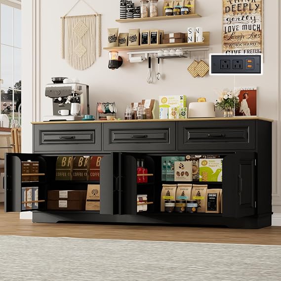 White Farmhouse Sideboard with Power Outlets