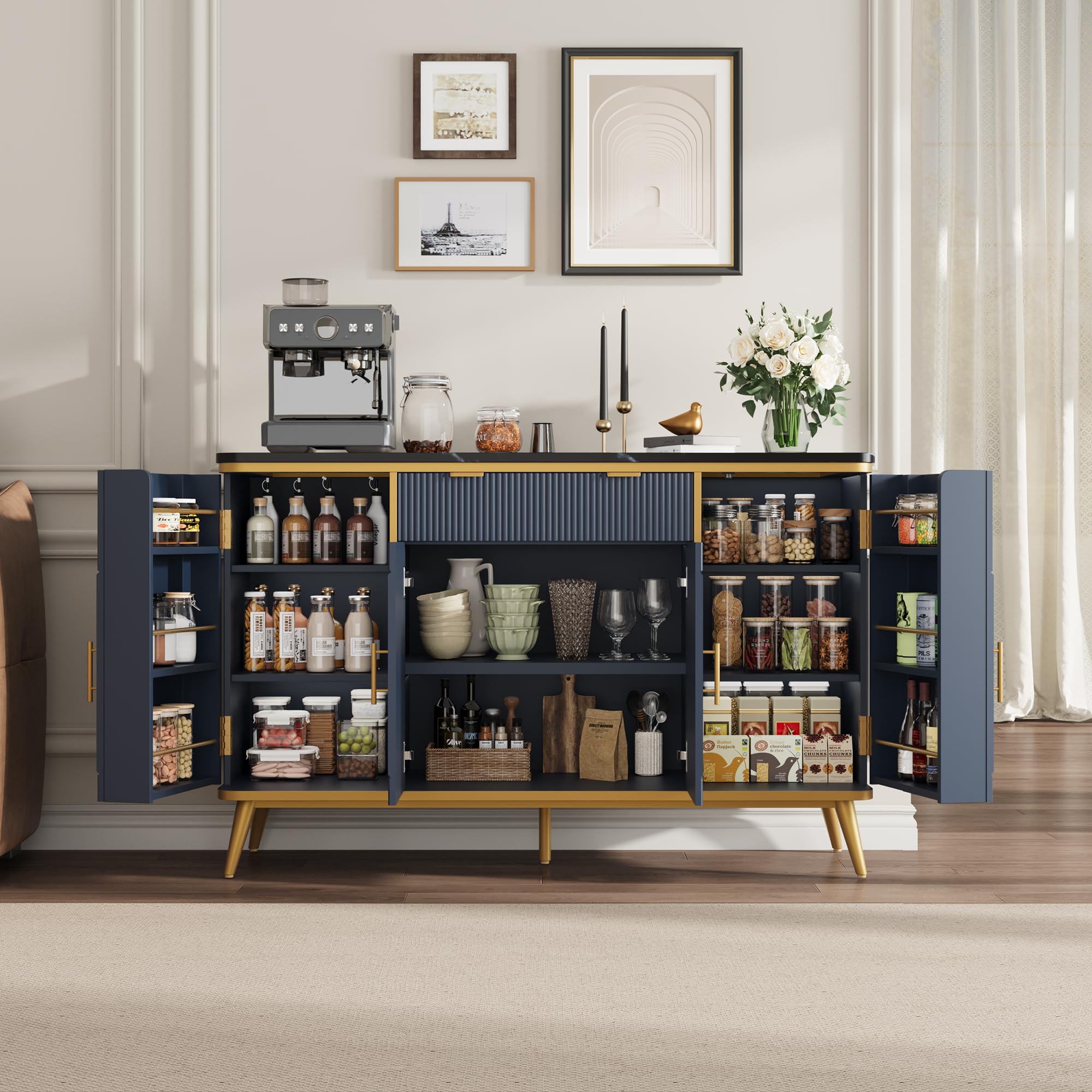 Fluted Buffet Cabinet with Storage