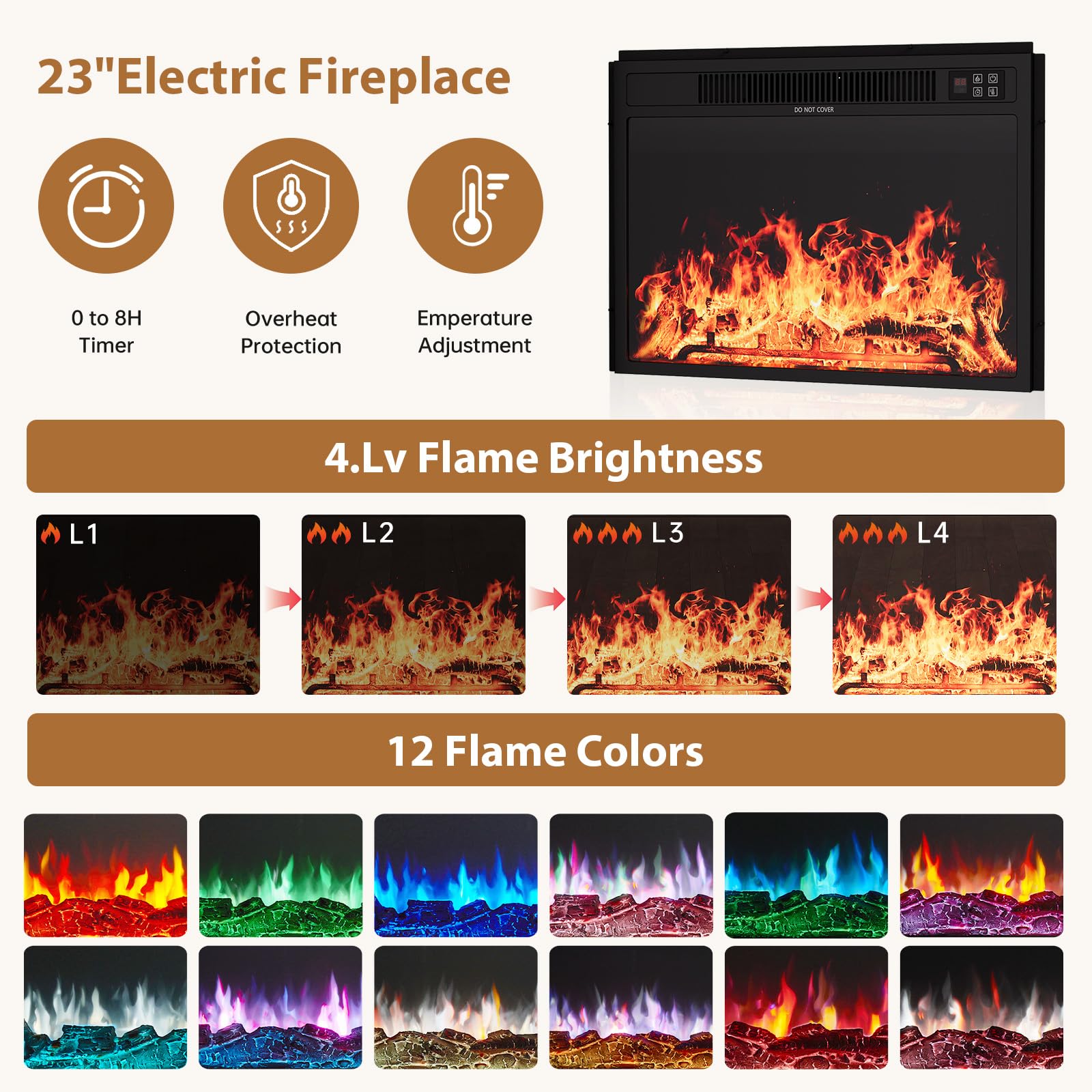 Electric Fireplace with Mantel TV Stand