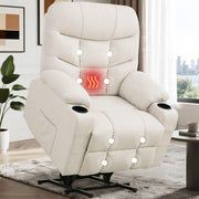 Korser Power Recliner Chair with Massage and Heating, Power Lift Recliner Chair for Elderly and Adults, Electric Recliner with Remote Control and Cup Holders for Living Room