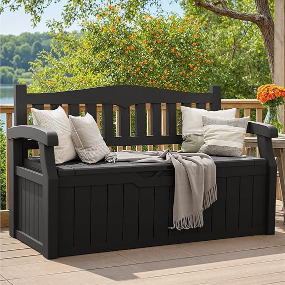 80 Gallon Outdoor Storage Bench with Armrest