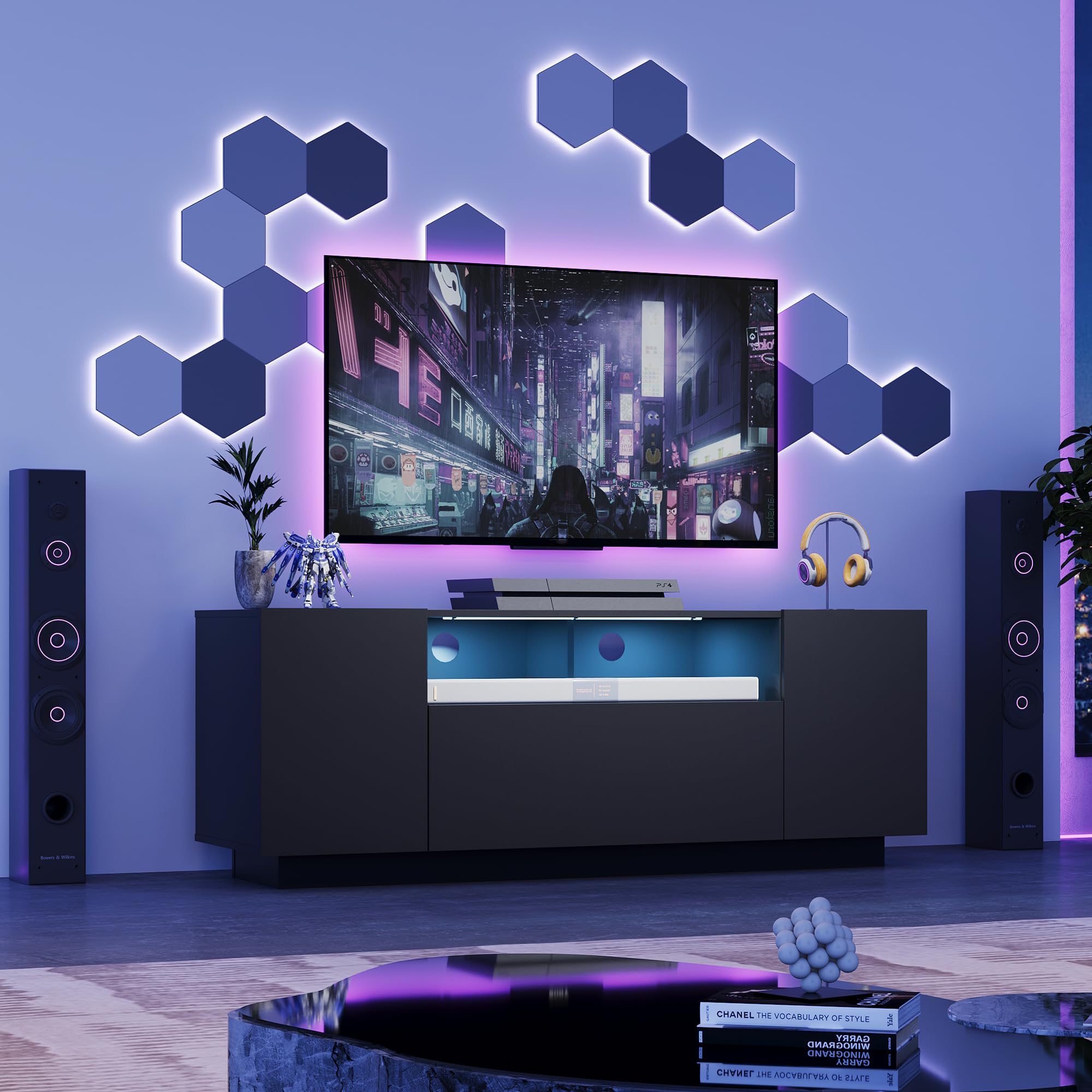 LED TV Stand with Storage Cabinet