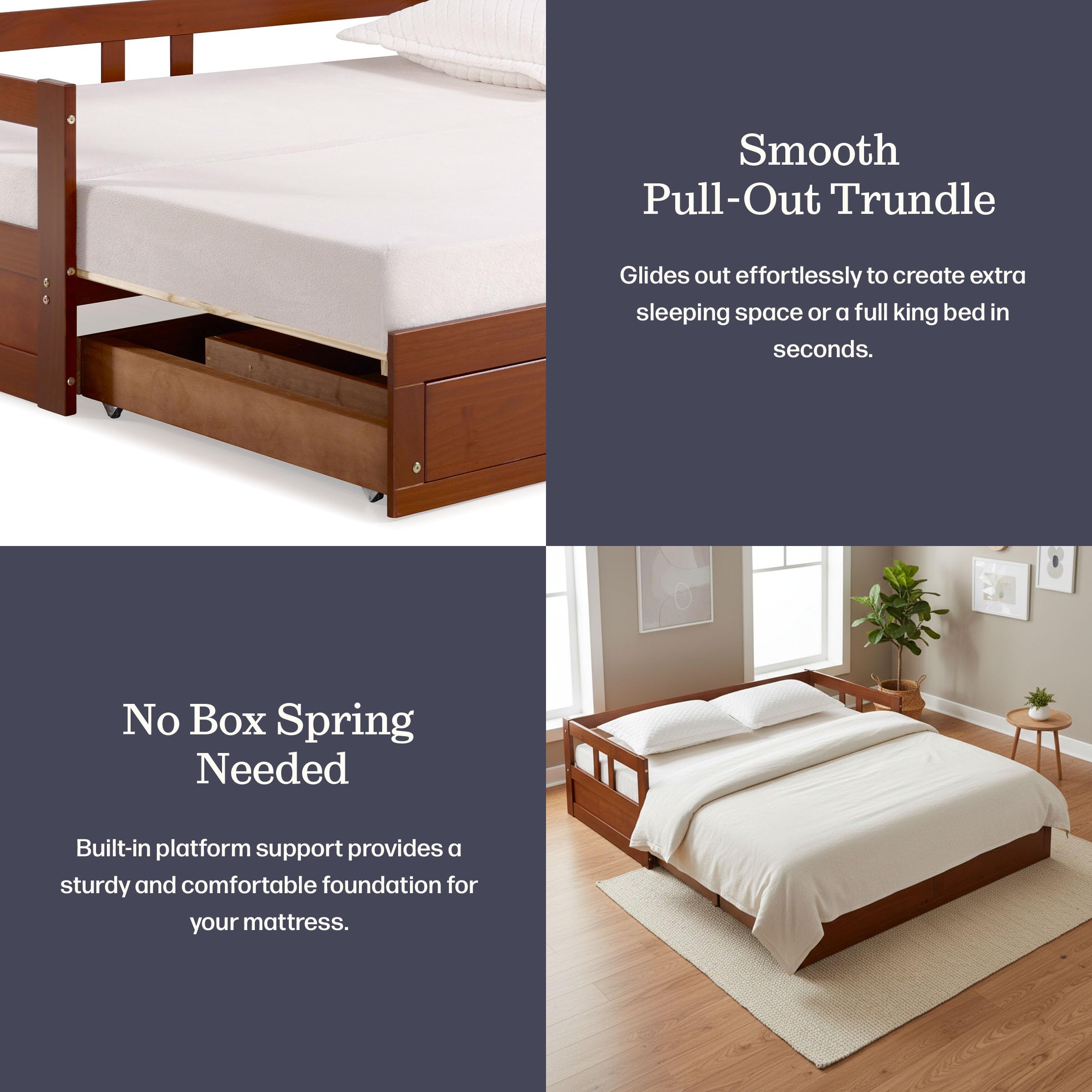 Twin to King Extendable Daybed with Trundle & Storage Drawers