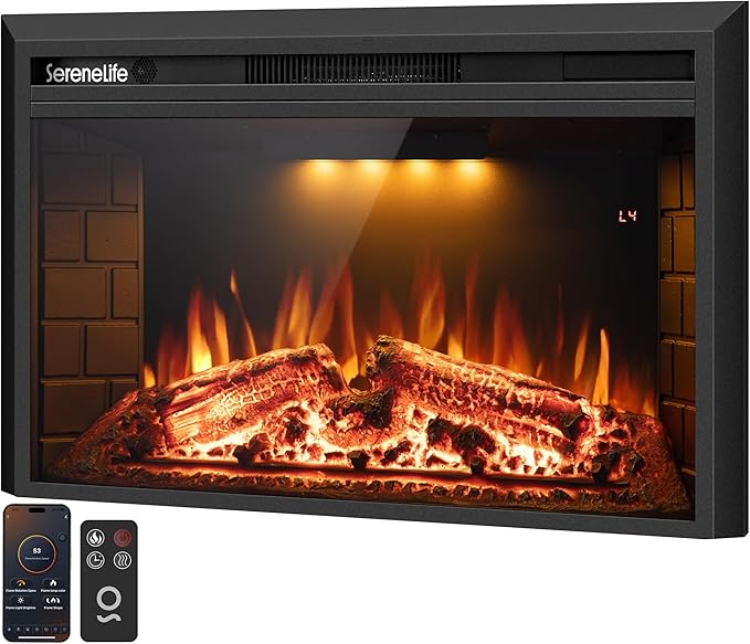Wall-Mounted Electric Fireplace Insert with Heater
