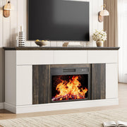 Jocoevol 58" Fireplace TV Stand with 23" Electric Fireplace, Entertainment Center for TVs up to 65", TV Console with 3 Storage Drawers, 2 Side Cabinets & Press-to-Open Doors for Living Room, Bedroom