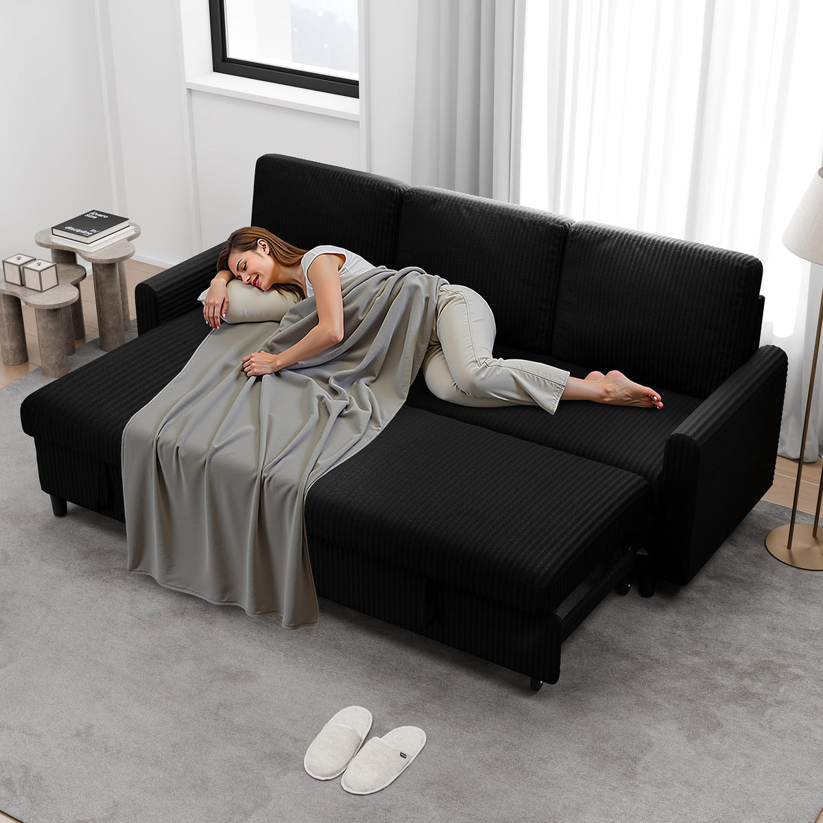 Corduroy Sectional Sleeper Sofa