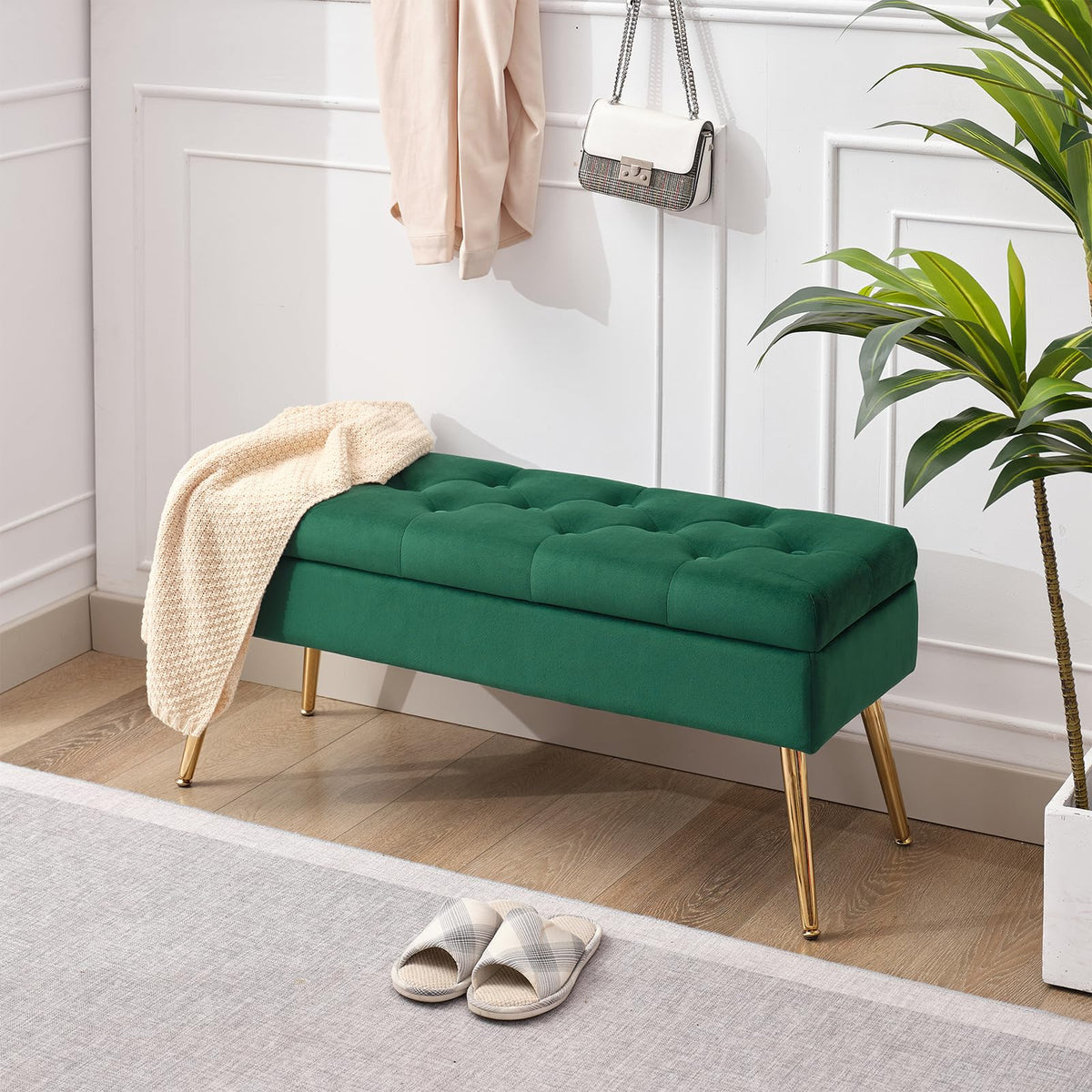 Velvet Storage Bench