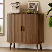 Xixini Fluted Sideboard Buffet Cabinet with Sliding Doors, 31.5", Walnut