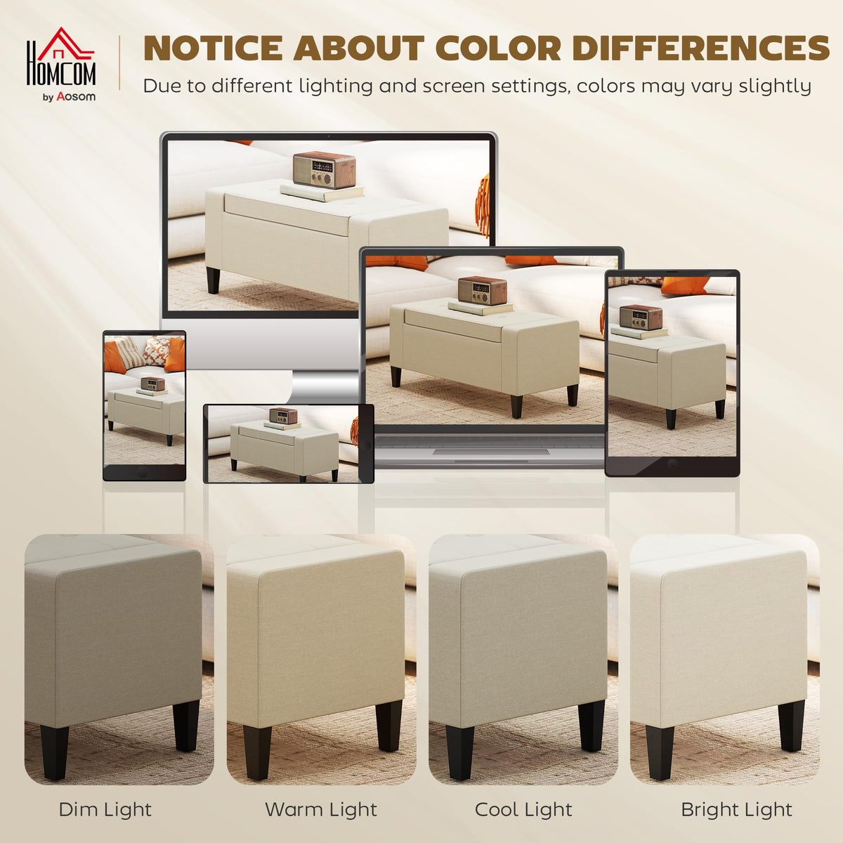 Linen Storage Ottoman Bench