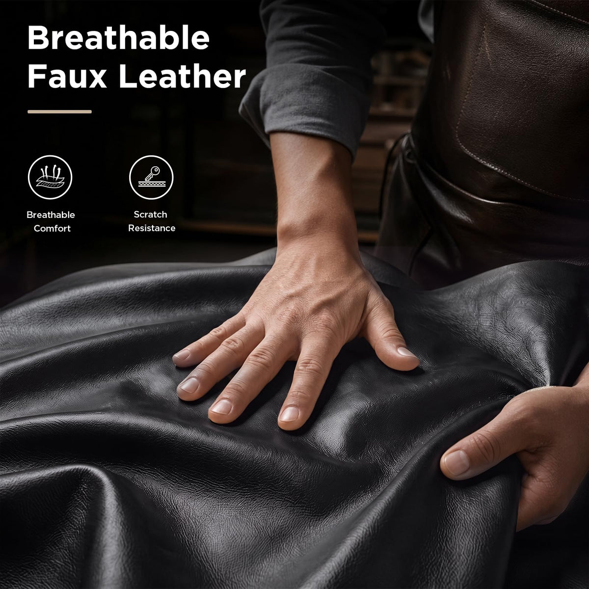 URRED Home Theater Seating Breathable Leather Power Recliner Sofa，Black