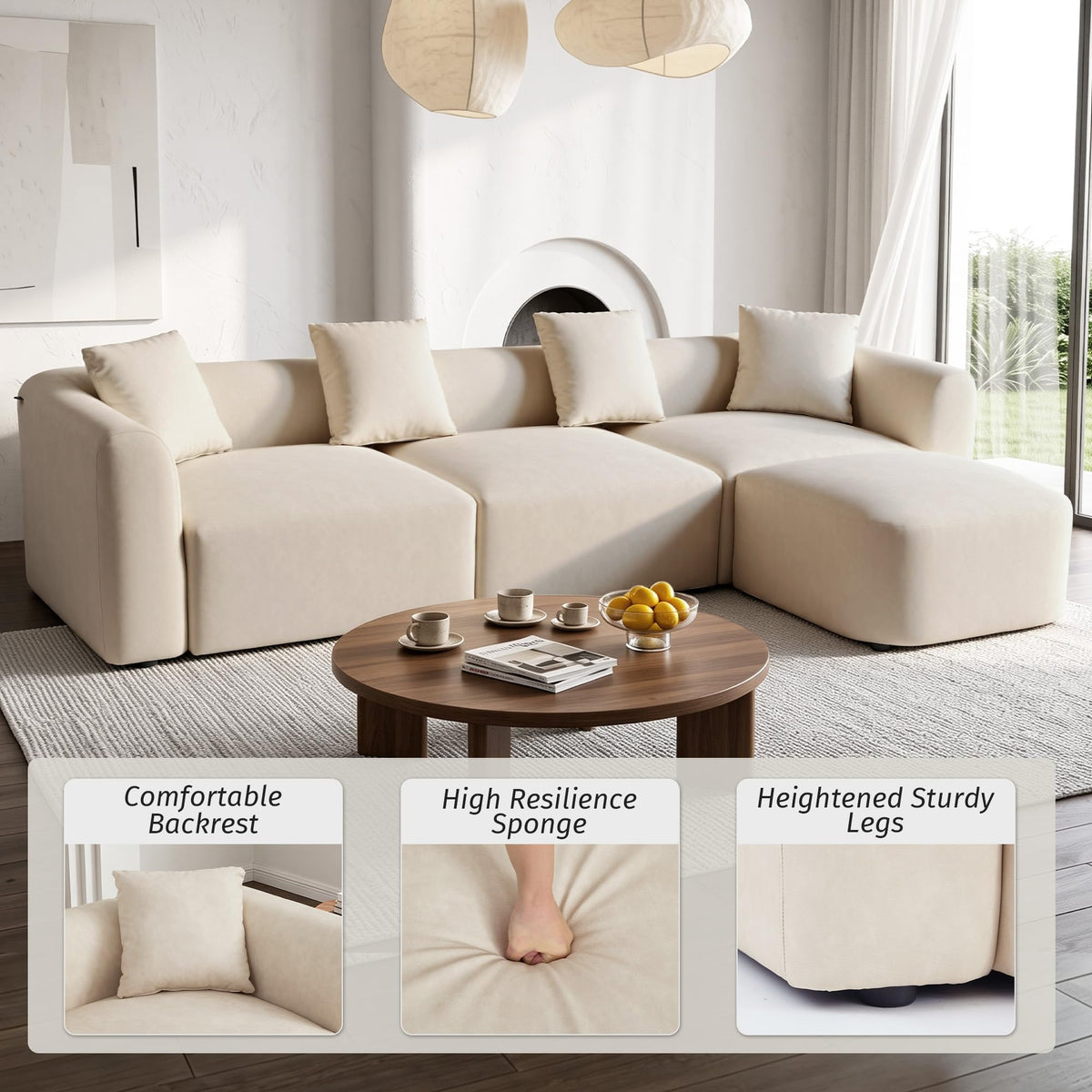 Modular PU Leather Sectional with Ottoman