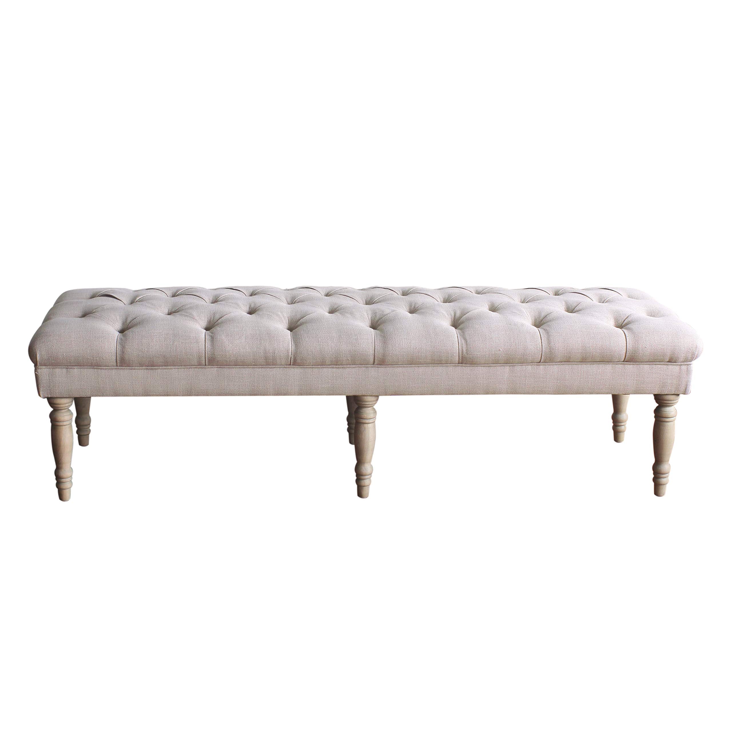 HomePop Large Upholstered Tufted Bench – Light Mauve