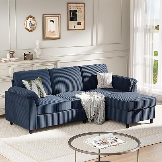L-Shaped Sectional Sofa with Ottoman & Storage