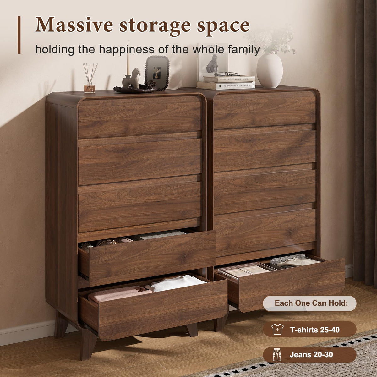 Walnut 5-Drawer Dresser