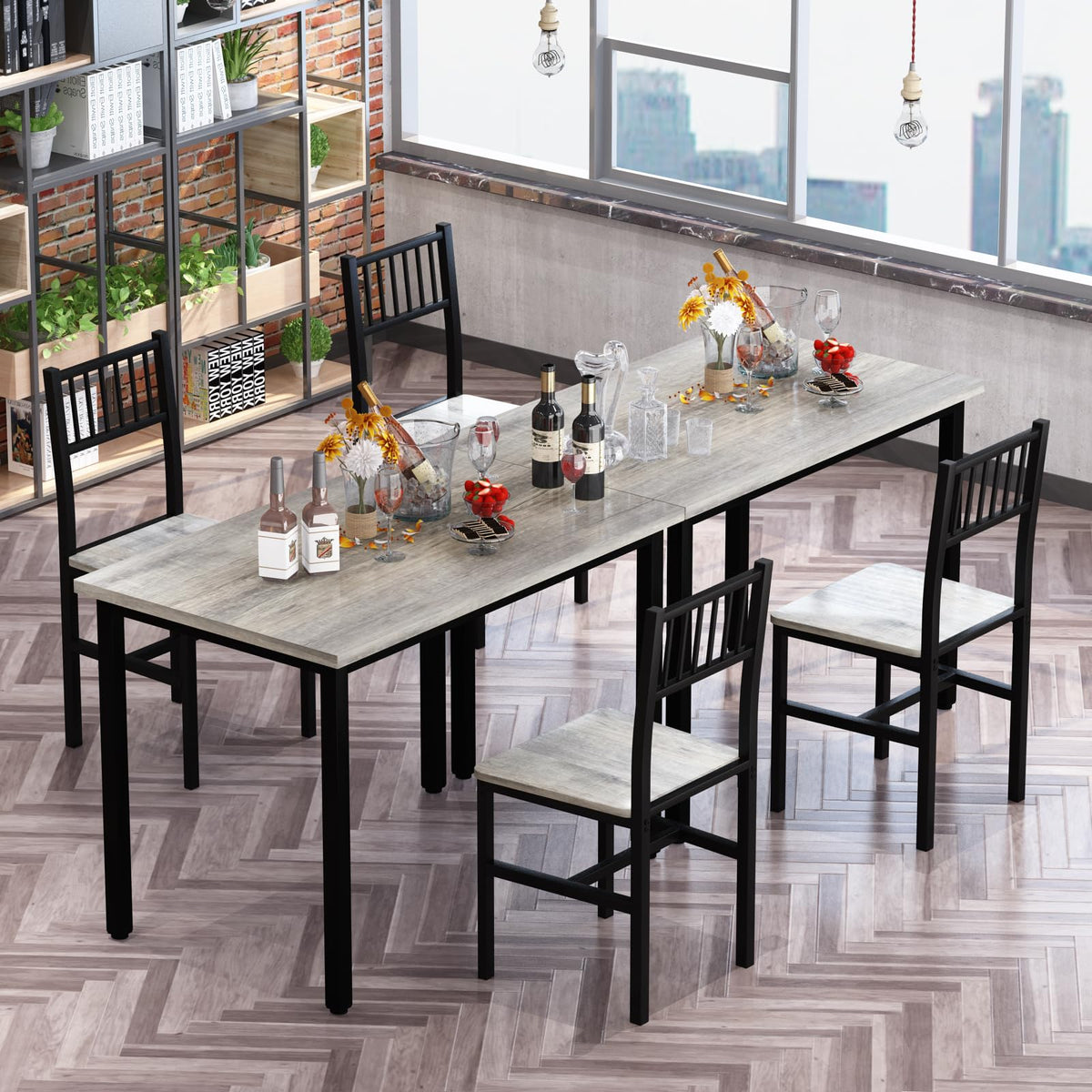 AWQM 3 Piece Dining Table, Small Kitchen Table Set for 2 with Chairs(Grey)