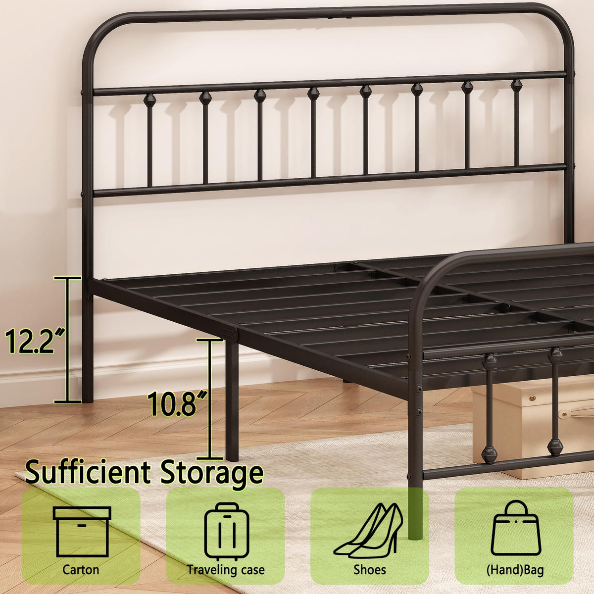 Kujielan Metal Bed Frame Full Size,Easy to Assemble,Black
