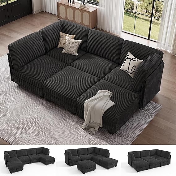 Modular Sectional Sofa with Adjustable Backrest