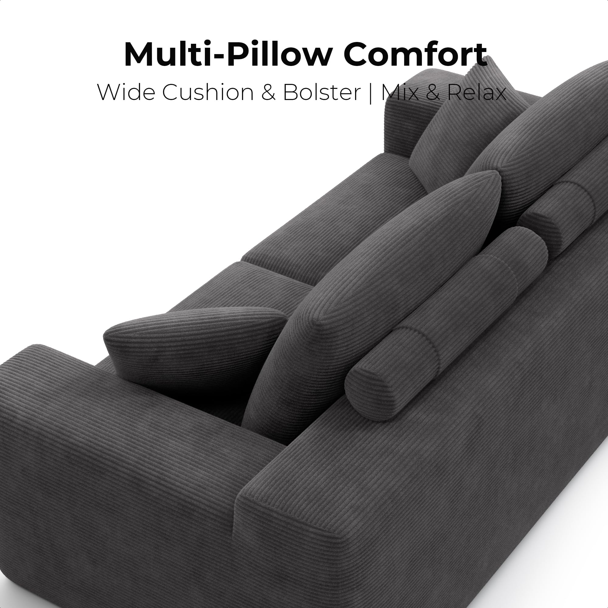 78" Corduroy Loveseat Sofa – Deep Seat, No Assembly