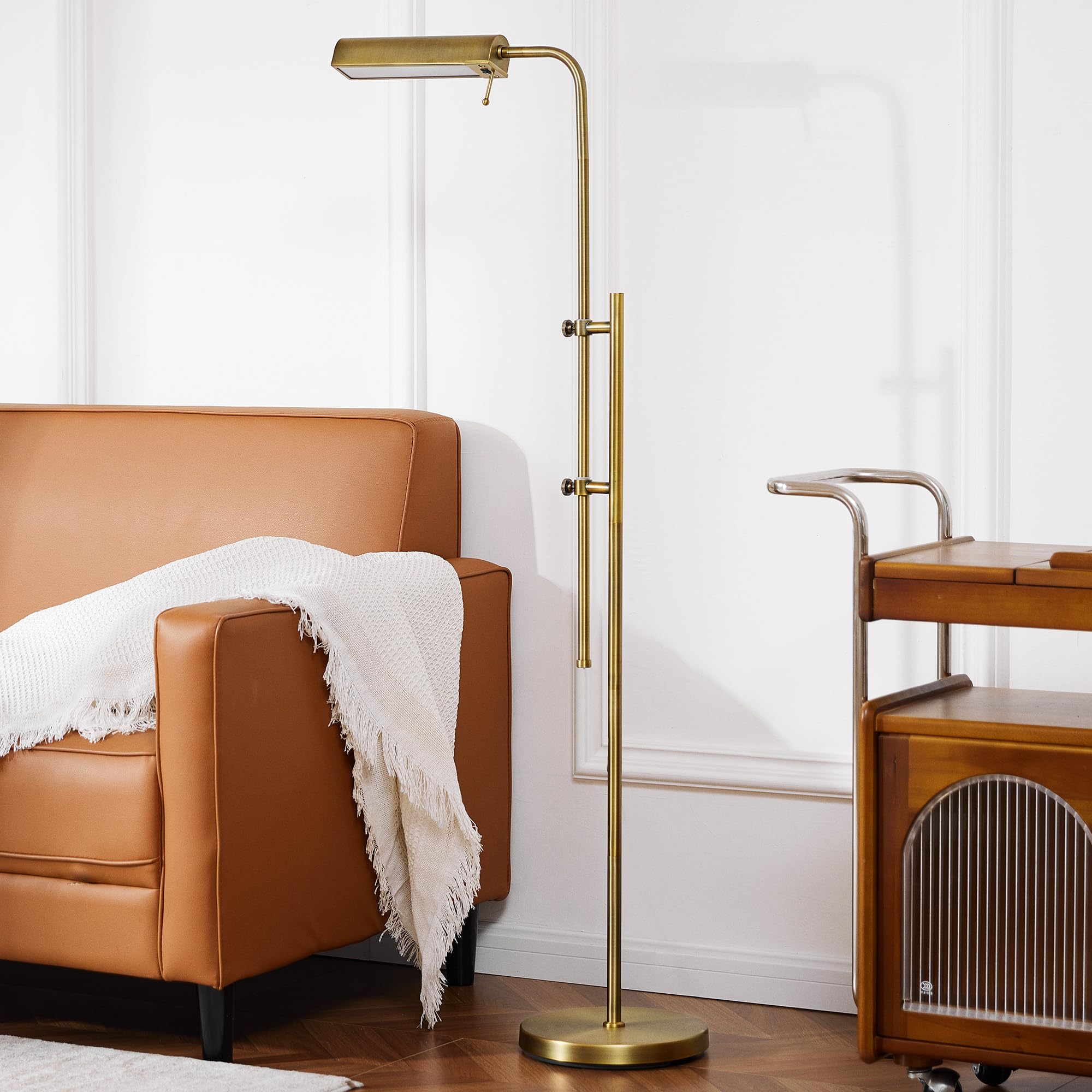 Industrial LED Floor Lamp with Adjustable Swing Arm