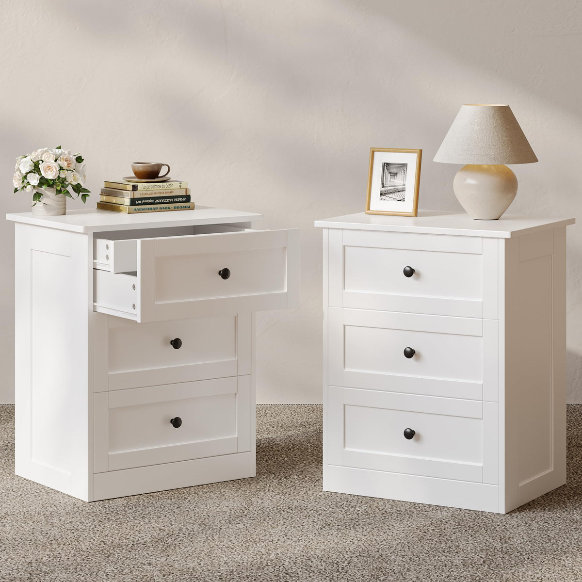 Nightstands Set of 2 with Hidden Drawer