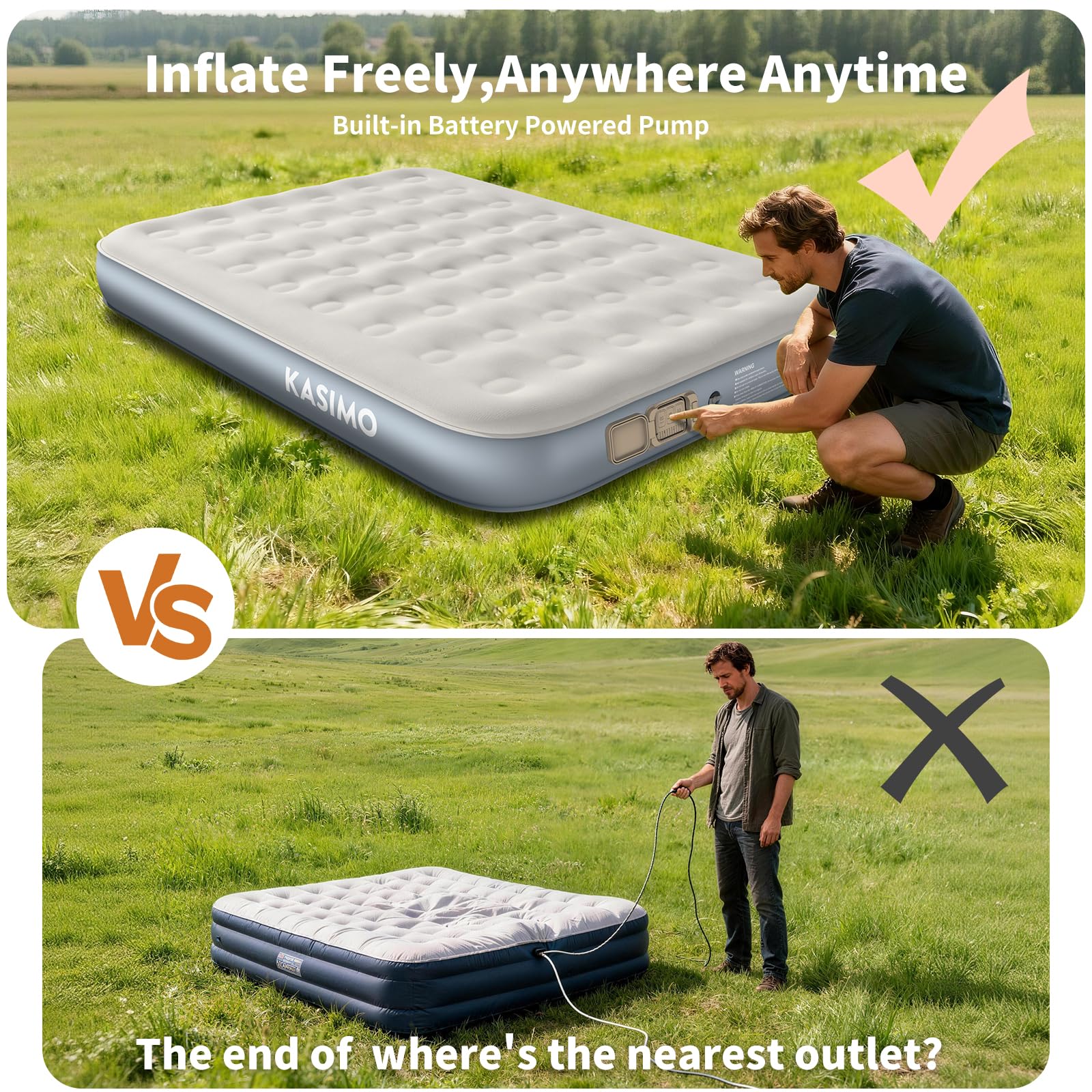 Queen Air Mattress with Built-In Battery Pump