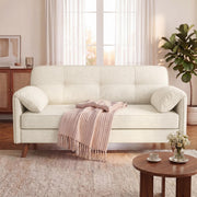 Apicizon 65" Loveseat Sofa, Chenille Loveseat Couch for Living Room with Storage Pockets, 25" Deep Seat Love Seat with Padded Arms, Modern Small Couches for Bedroom, Small Spaces, Home Office