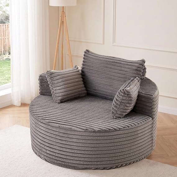 Round Corduroy Lounge Chair