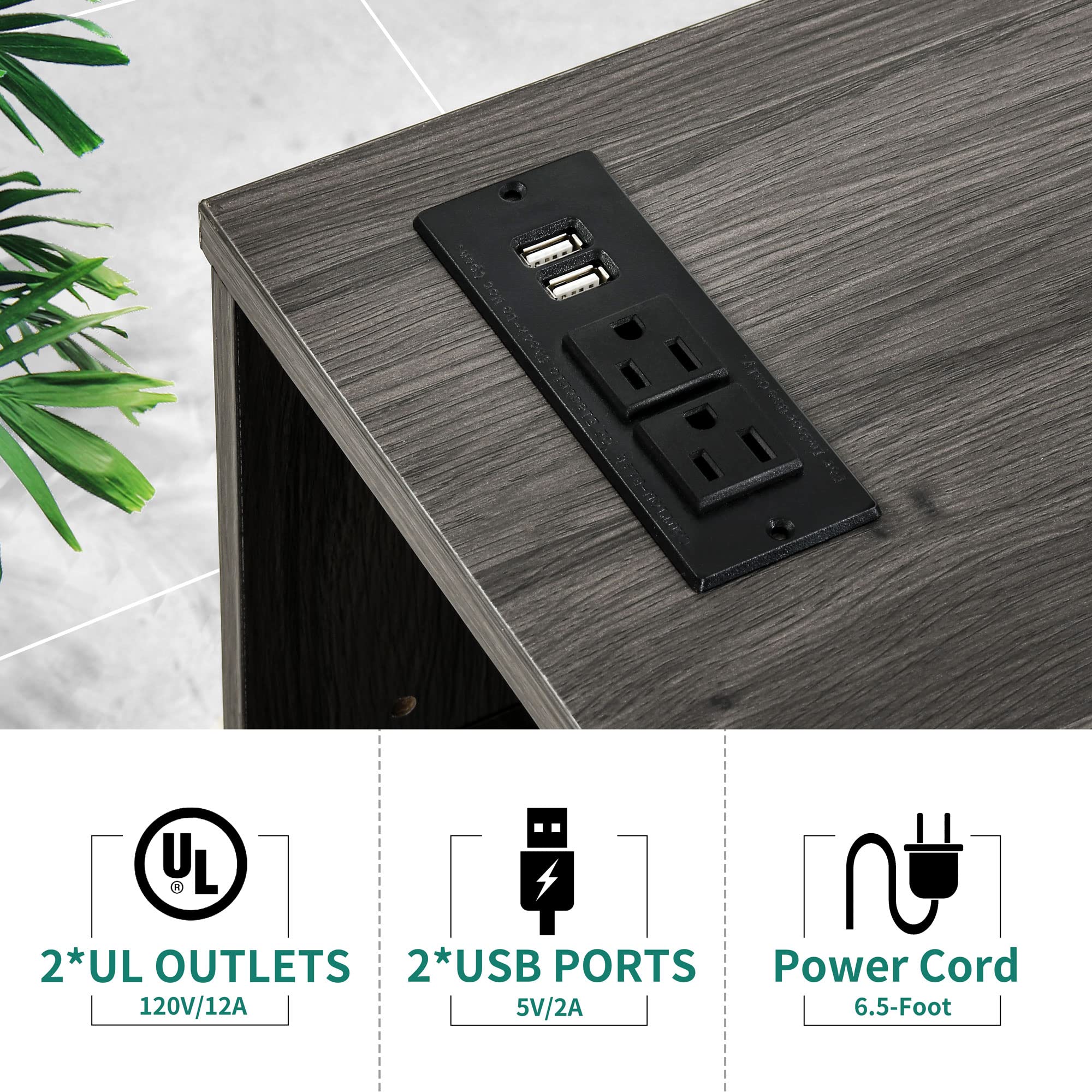 Mobile Lateral Filing Cabinet with Charging Station