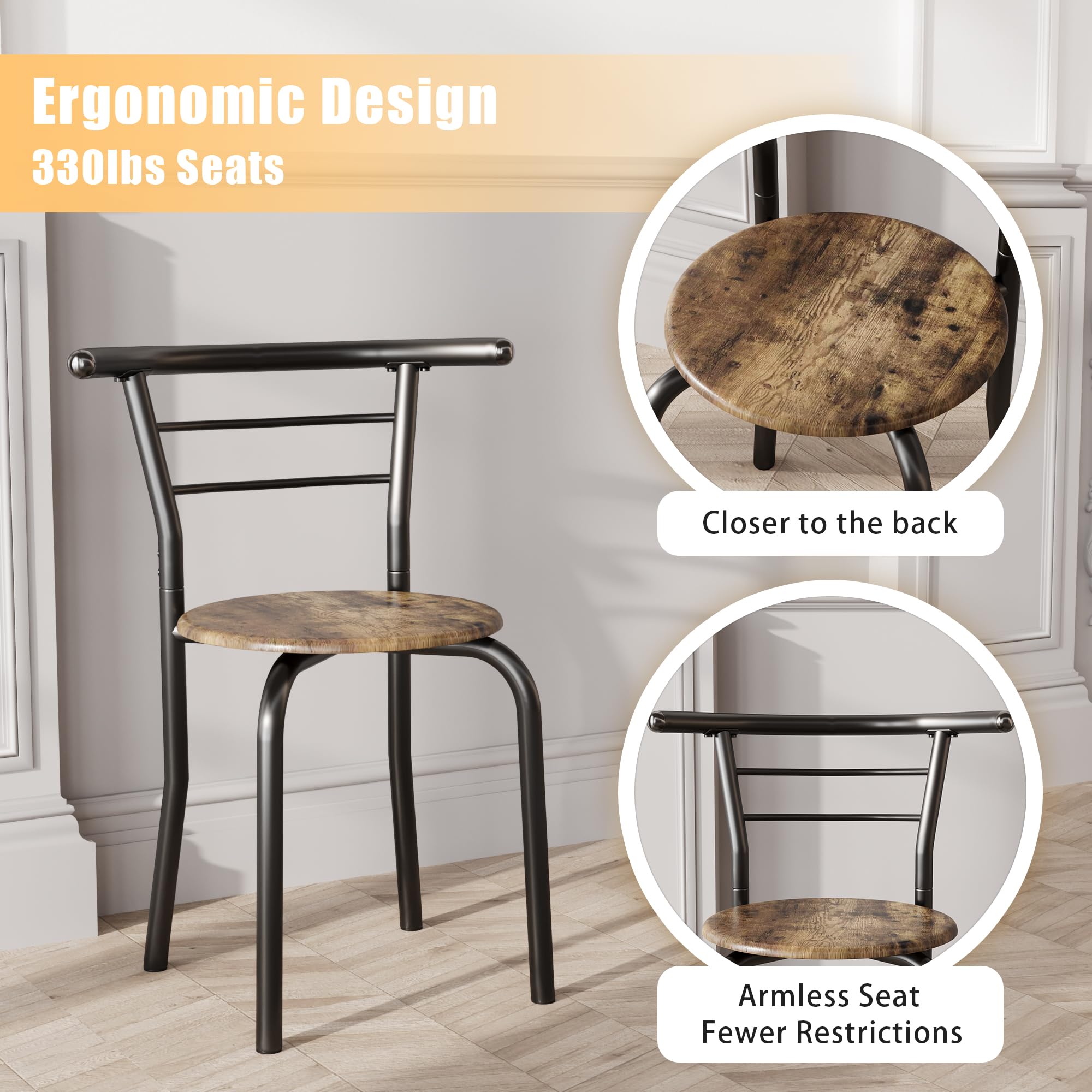 3-Piece Kitchen Table & Chair Set with Wine Rack