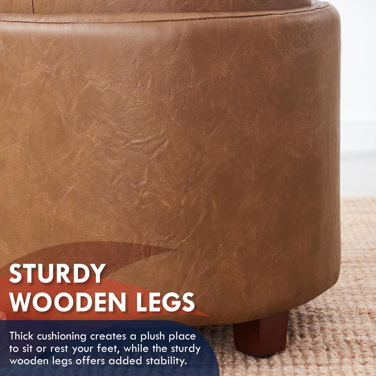 Round Storage Ottoman with Tray