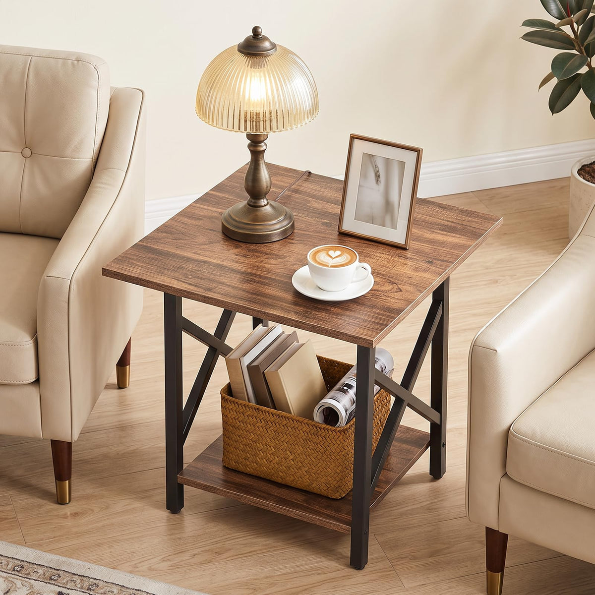 Square End Table with Storage