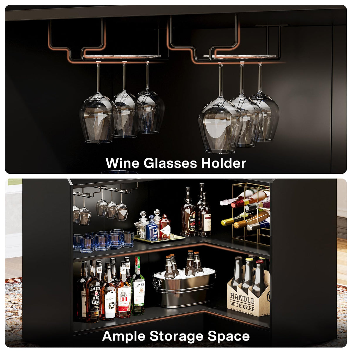 L-Shaped Bar Cabinet
