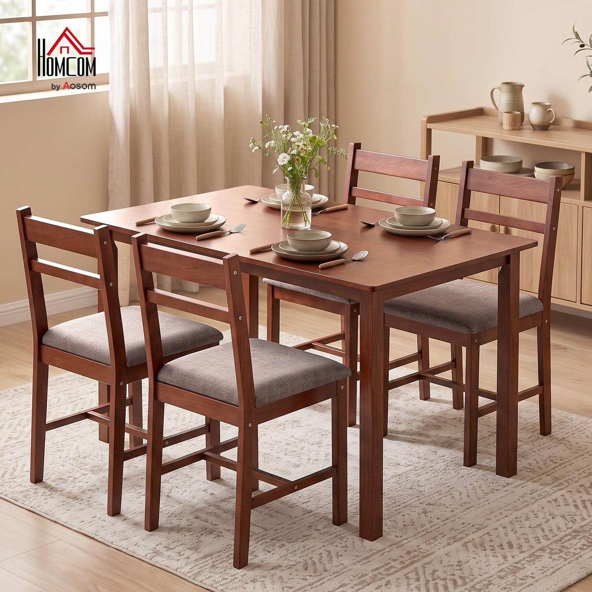 5-Piece Solid Wood Dining Set