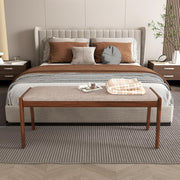 Giantex 45" Upholstered Entryway Bench with Rubber Wood Legs & Fabric Padded Seat, 400Lbs Capacity, Farmhouse Dining Bench for End of Bed, Hallway, Bedroom, Kitchen, Dining Room, Beige