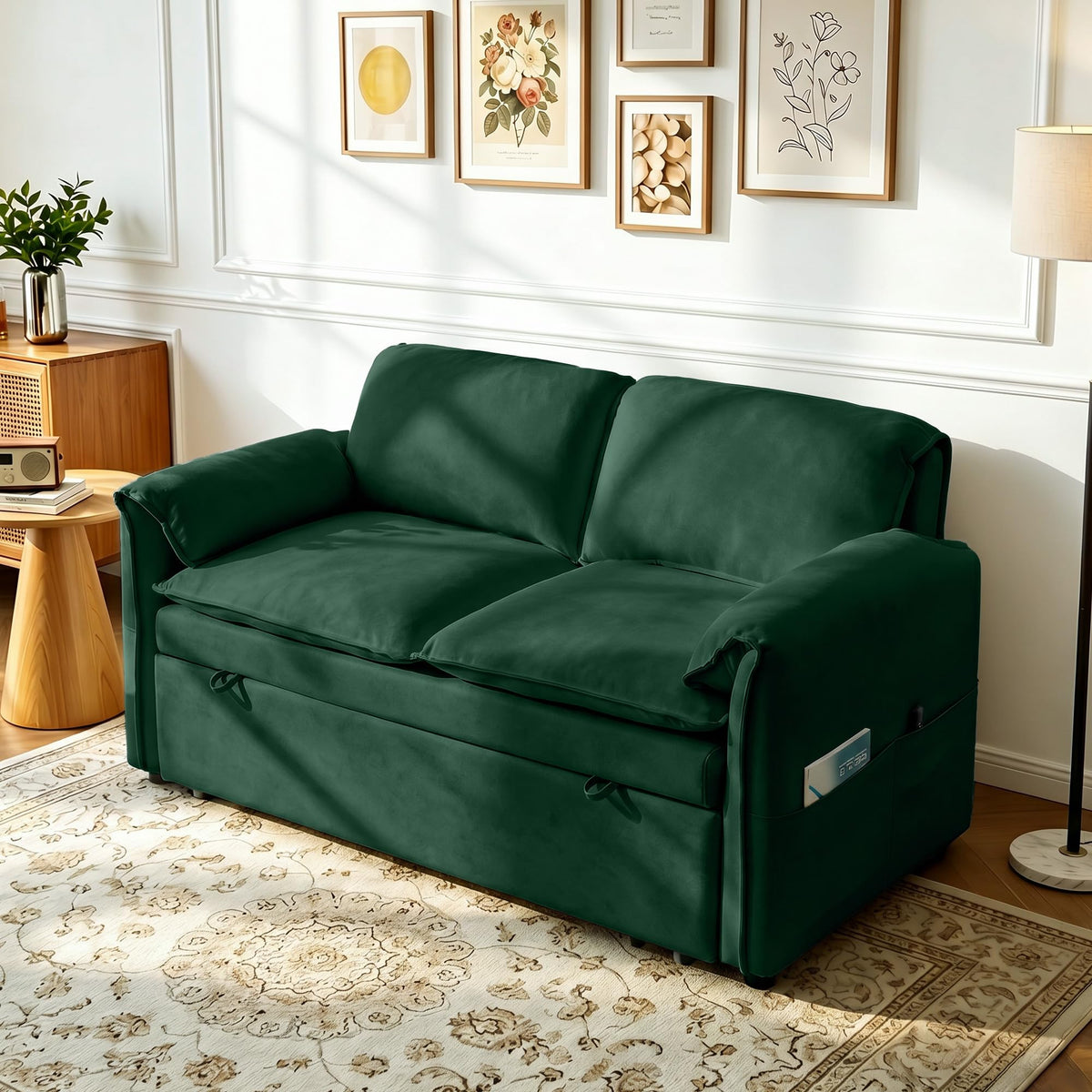 Green Velvet Sleeper Loveseat