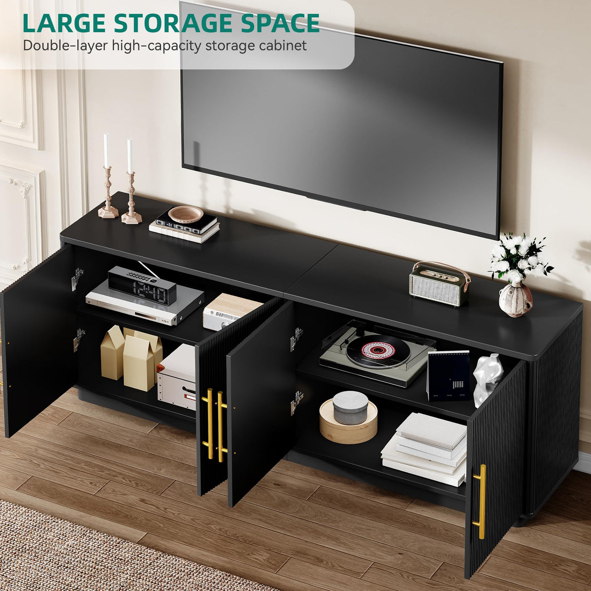 Fluted TV Stand with Storage