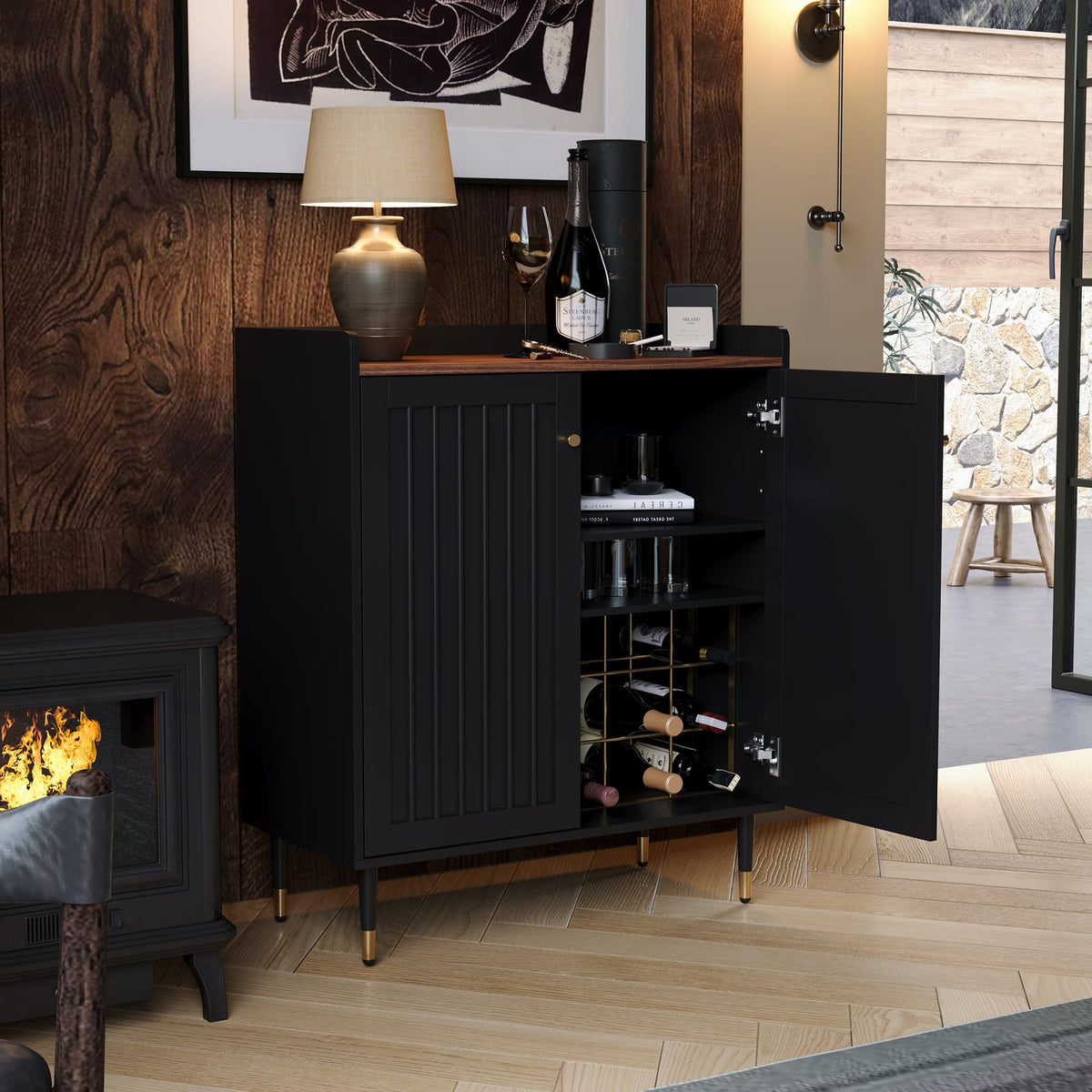 Fluted Bar Cabinet