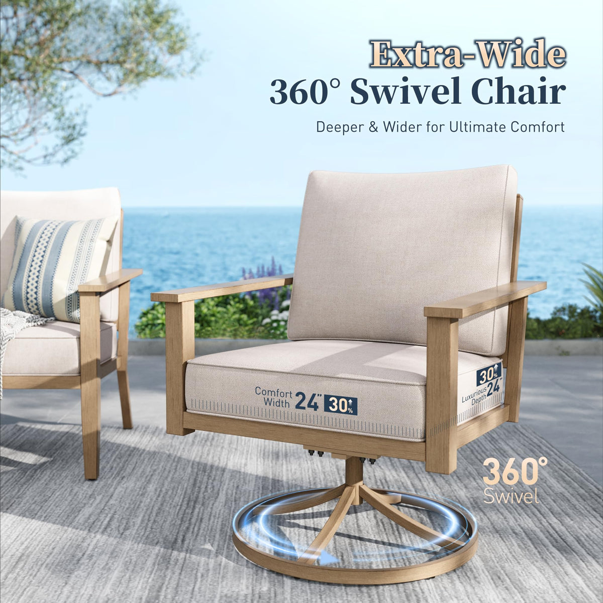SUNSHINE VALLEY 7-Piece Metal Outdoor Patio Furniture Set, Beige