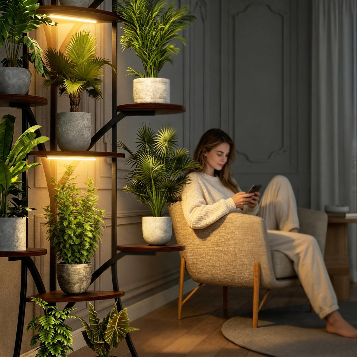11-Tier Corner Plant Stand with Grow Lights