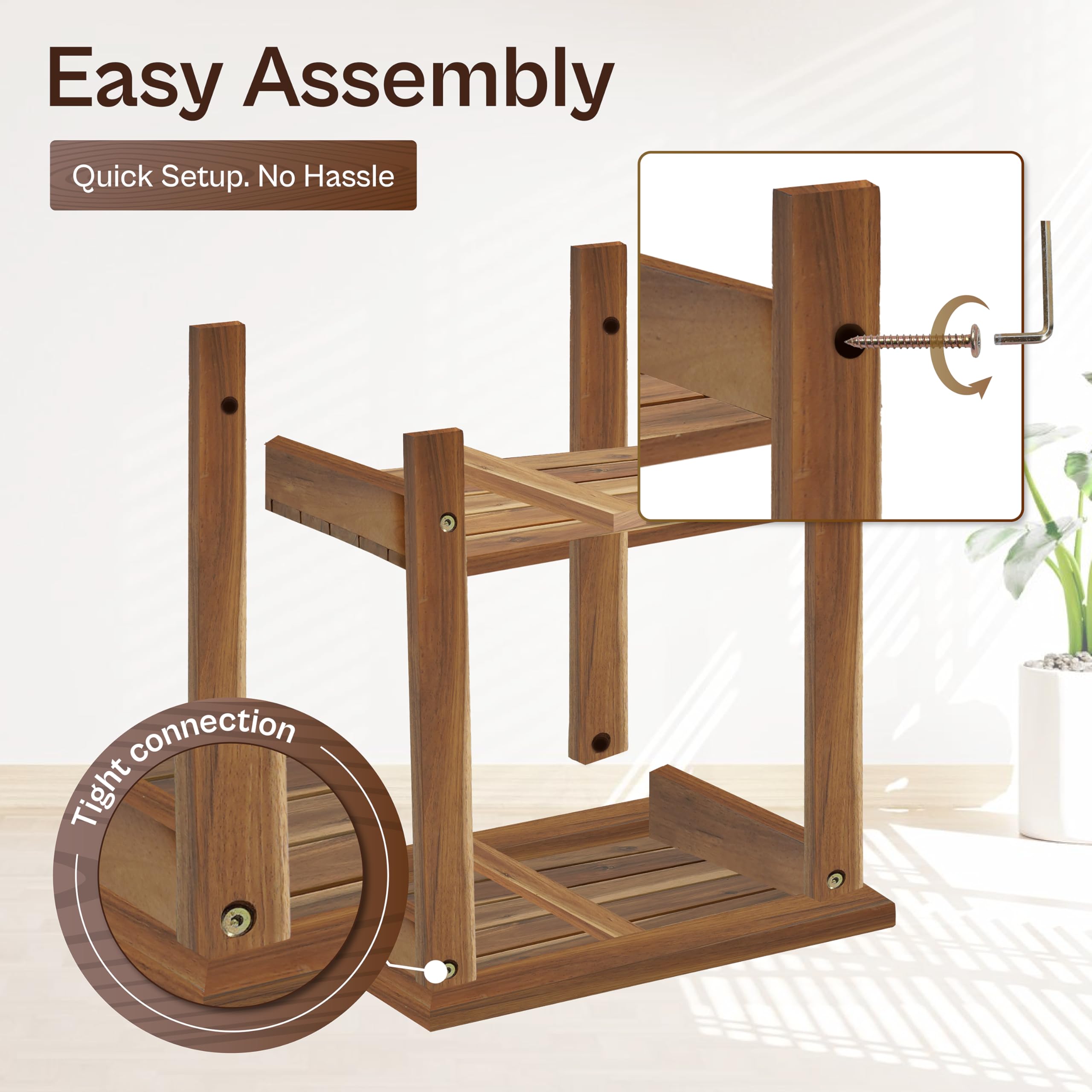 Acacia Wood 2-Tier Side Table