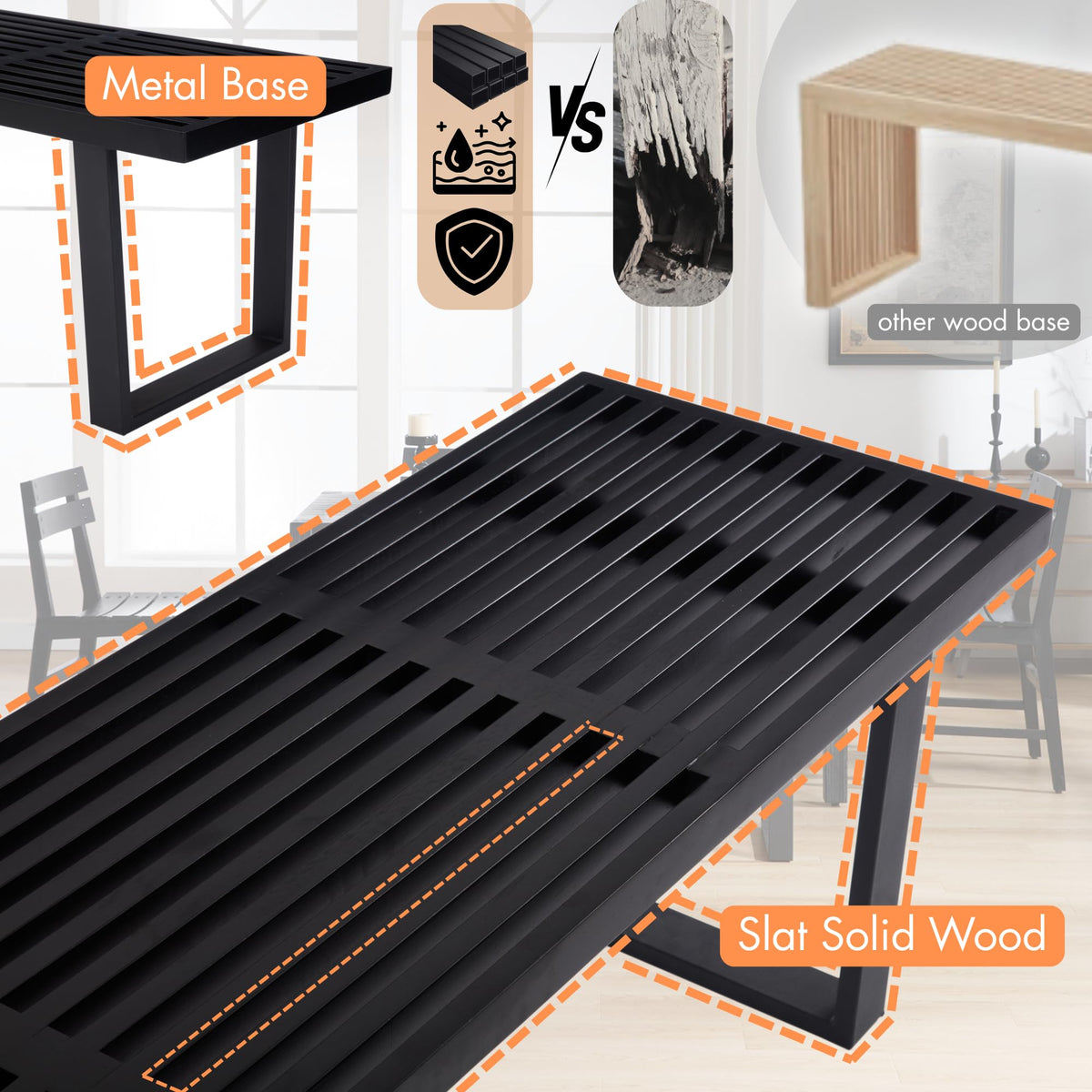 Wood Slat Entryway Bench