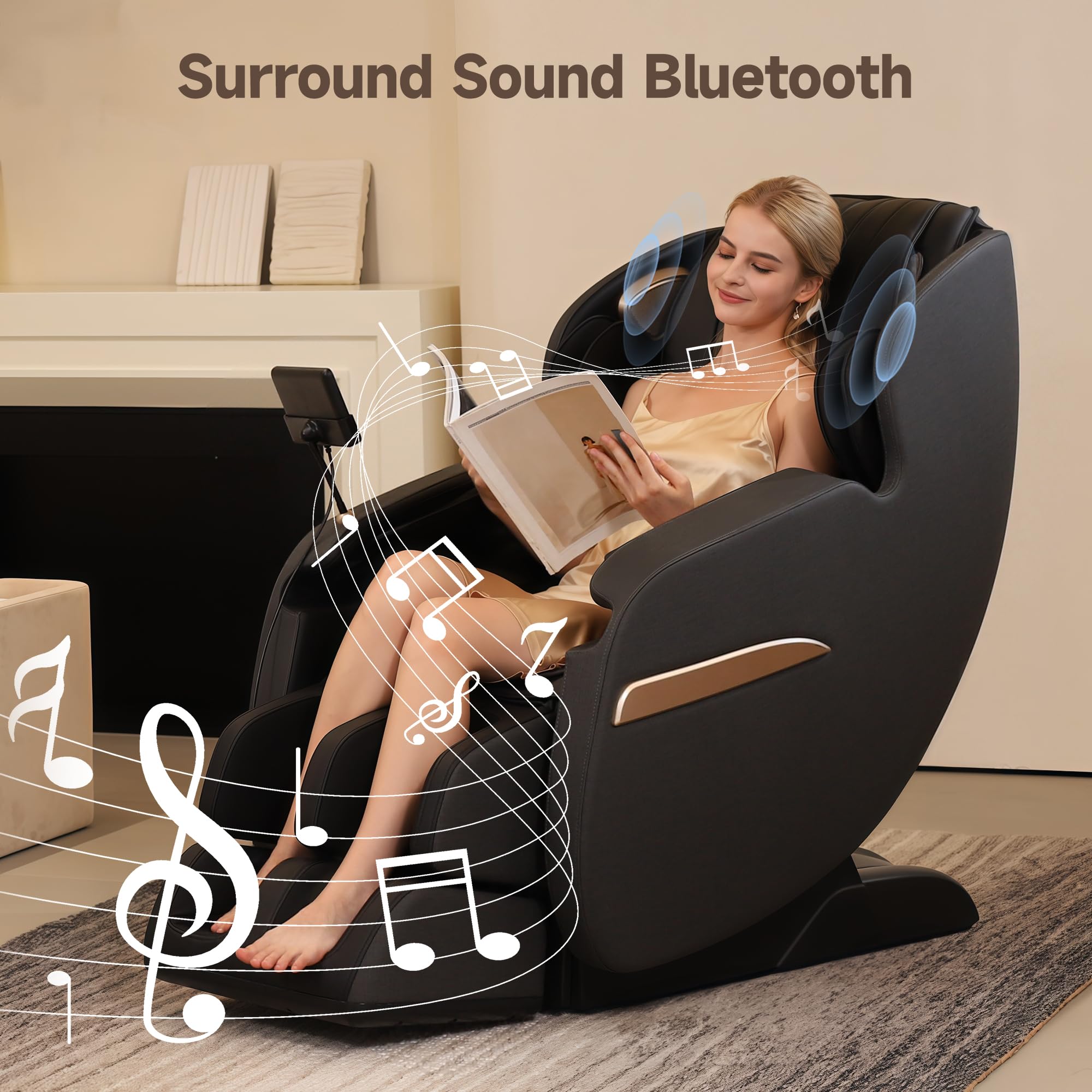 Real Relax 2026 Upgraded 2D SL-Track Massage Chair,Recliner Full Body Zero Gravity with 8 Auto Modes and Upgraded LCD Screen,Added Voice Broadcast,Headrest Cushion,Child Lock and Pause Button,Black