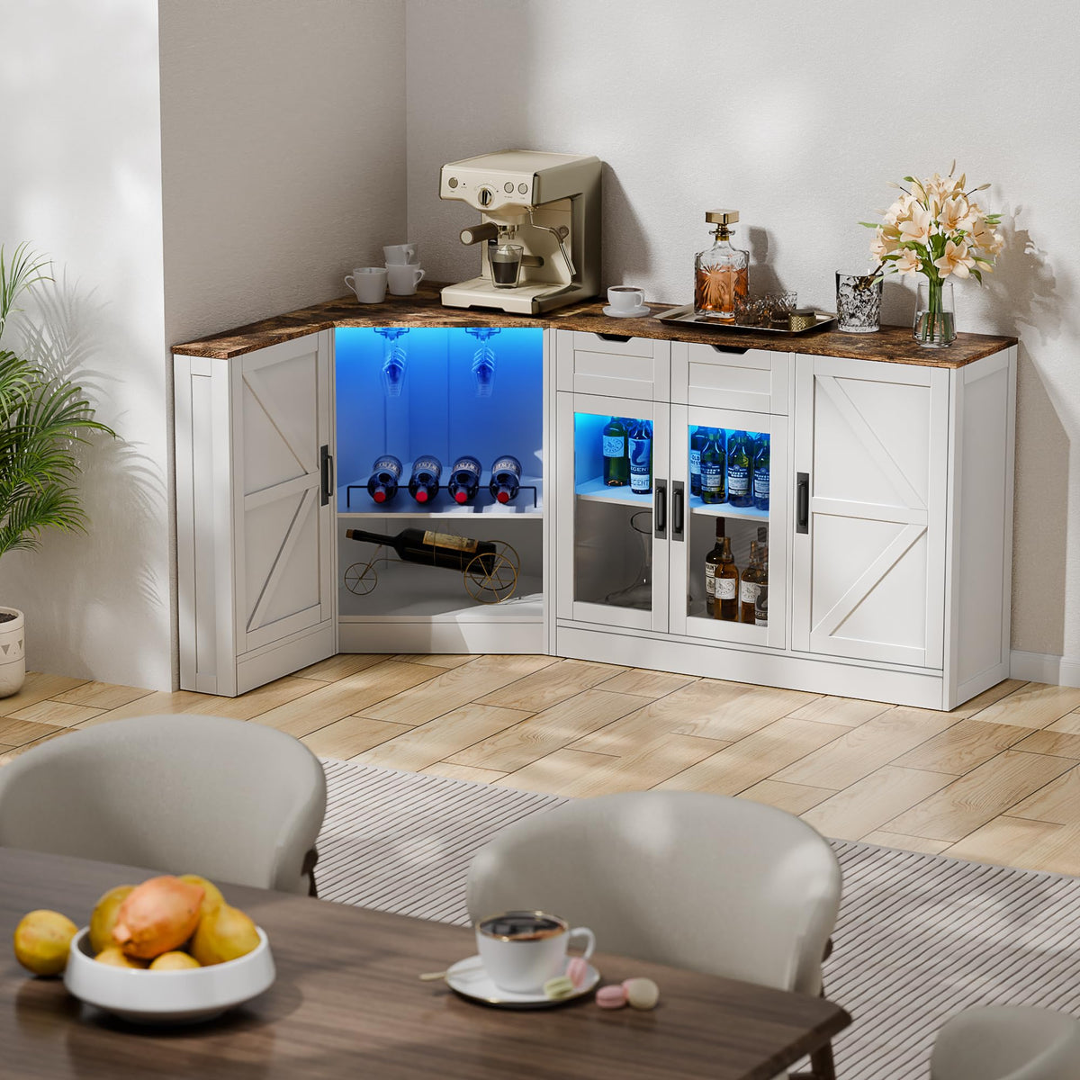 L-Shaped LED Bar Cabinet