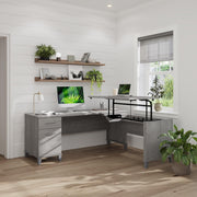L-Shaped Sit to Stand Desk with Drawers – 72W