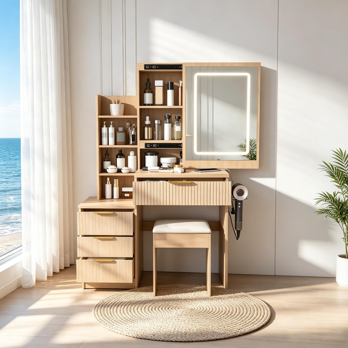 Makeup Vanity Desk with LED Lighted Mirror
