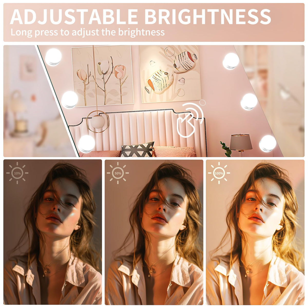 OUYOBO Full Length Mirror with Lights, 83" x 35" Led Standing Mirror, Hollywood Full Body Mirrors with Bulbs, Wall Mounted, 3 Colors Temperature