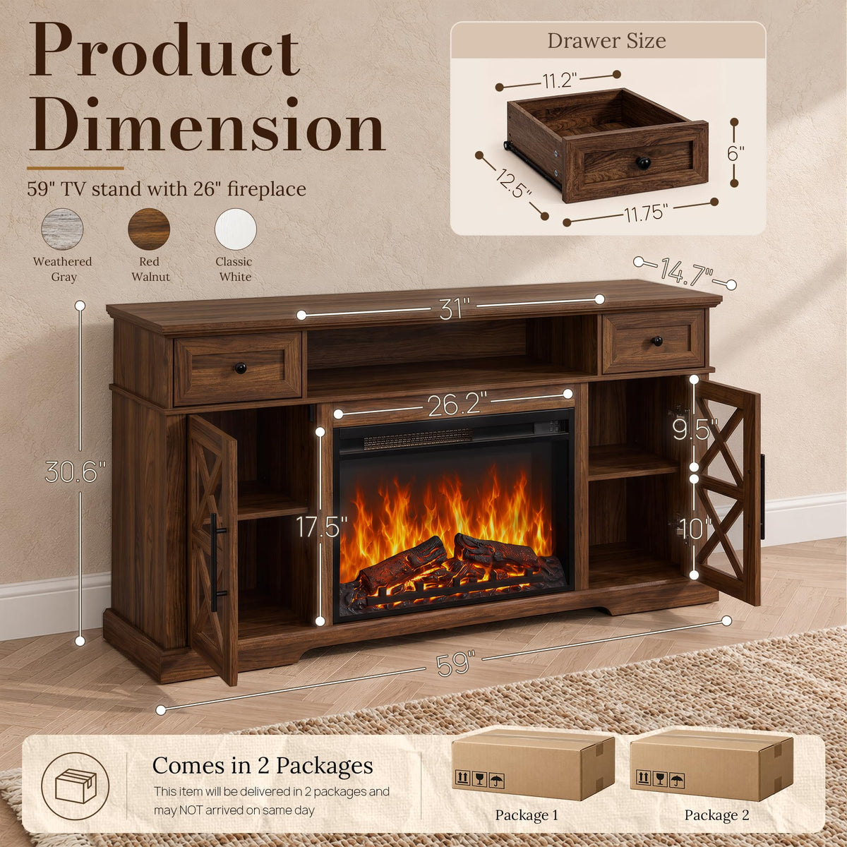 Farmhouse Fireplace TV Stand
