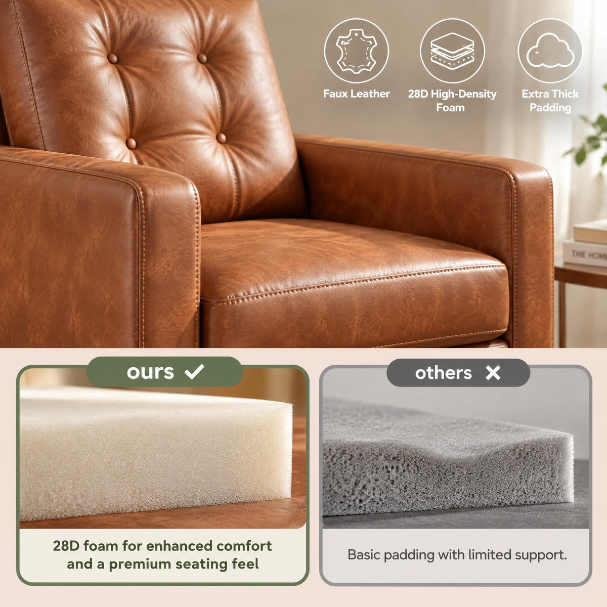 Tufted Faux Leather Accent Chair