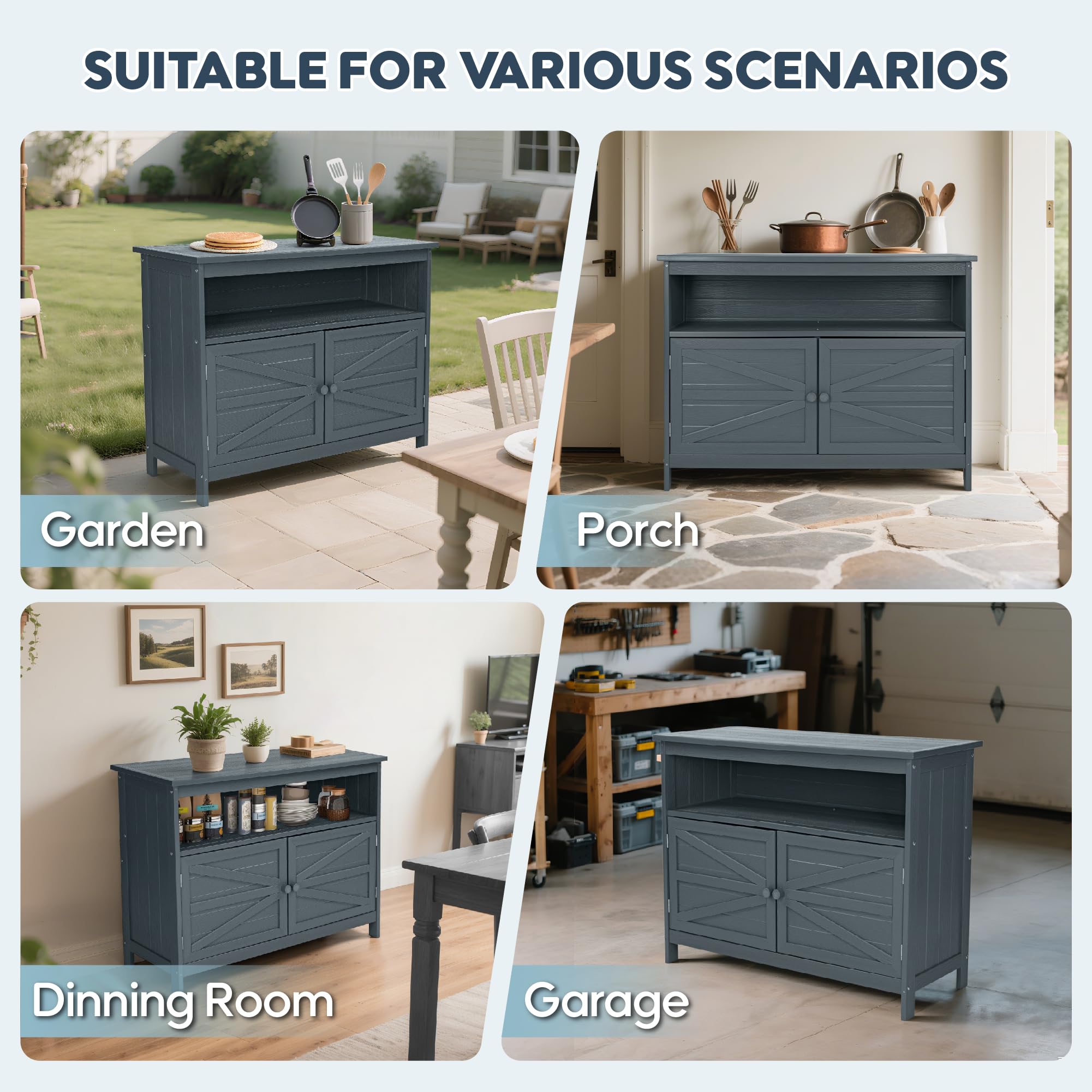 Outdoor Storage Cabinet with Magnetic Doors