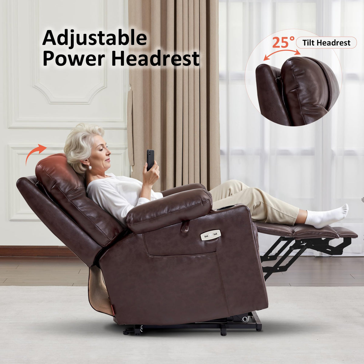 MCombo Small Power Lift Recliner Chair with Ajustable Power Headrest 7111